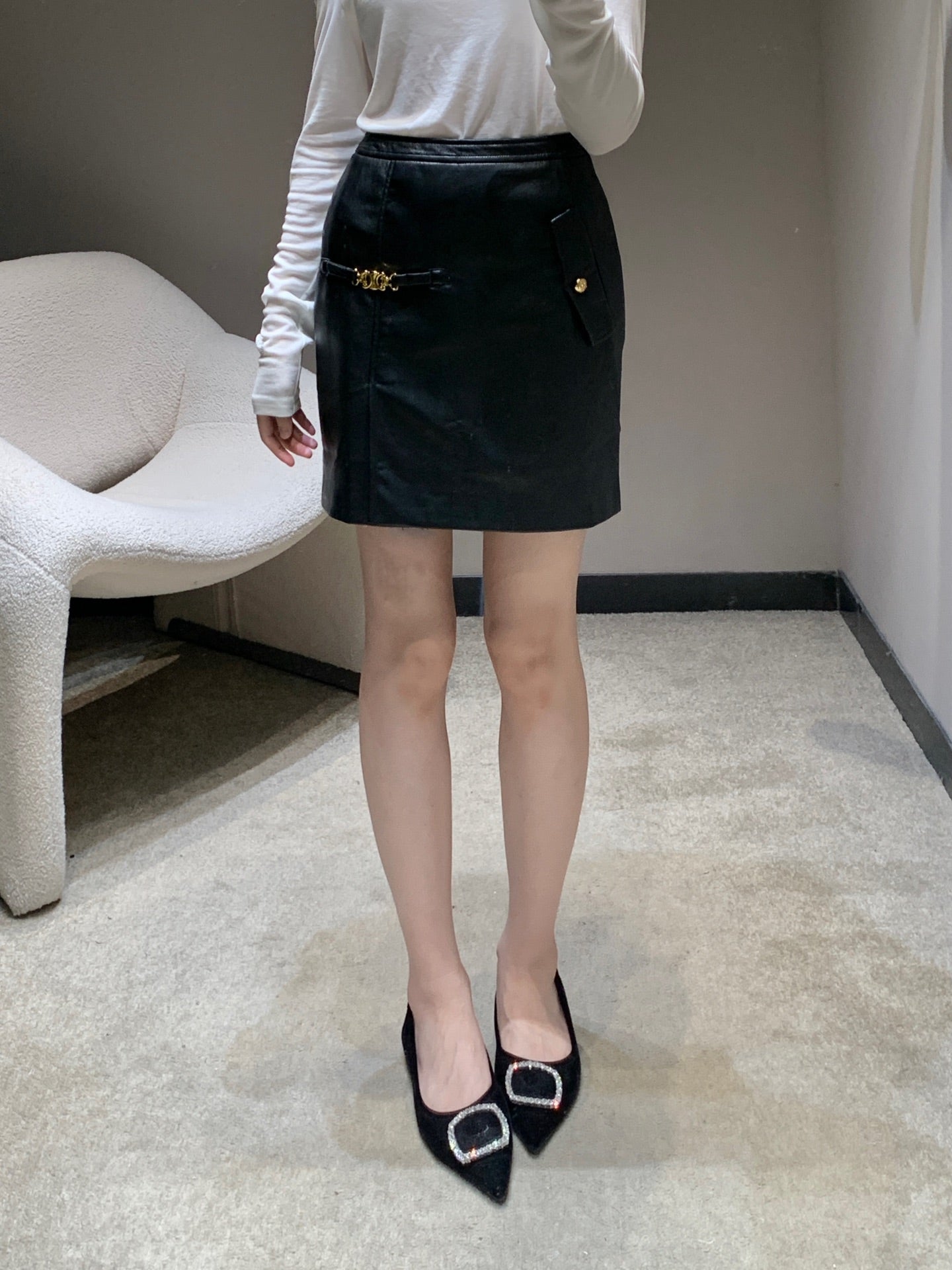 Cel 25fw leather skirt