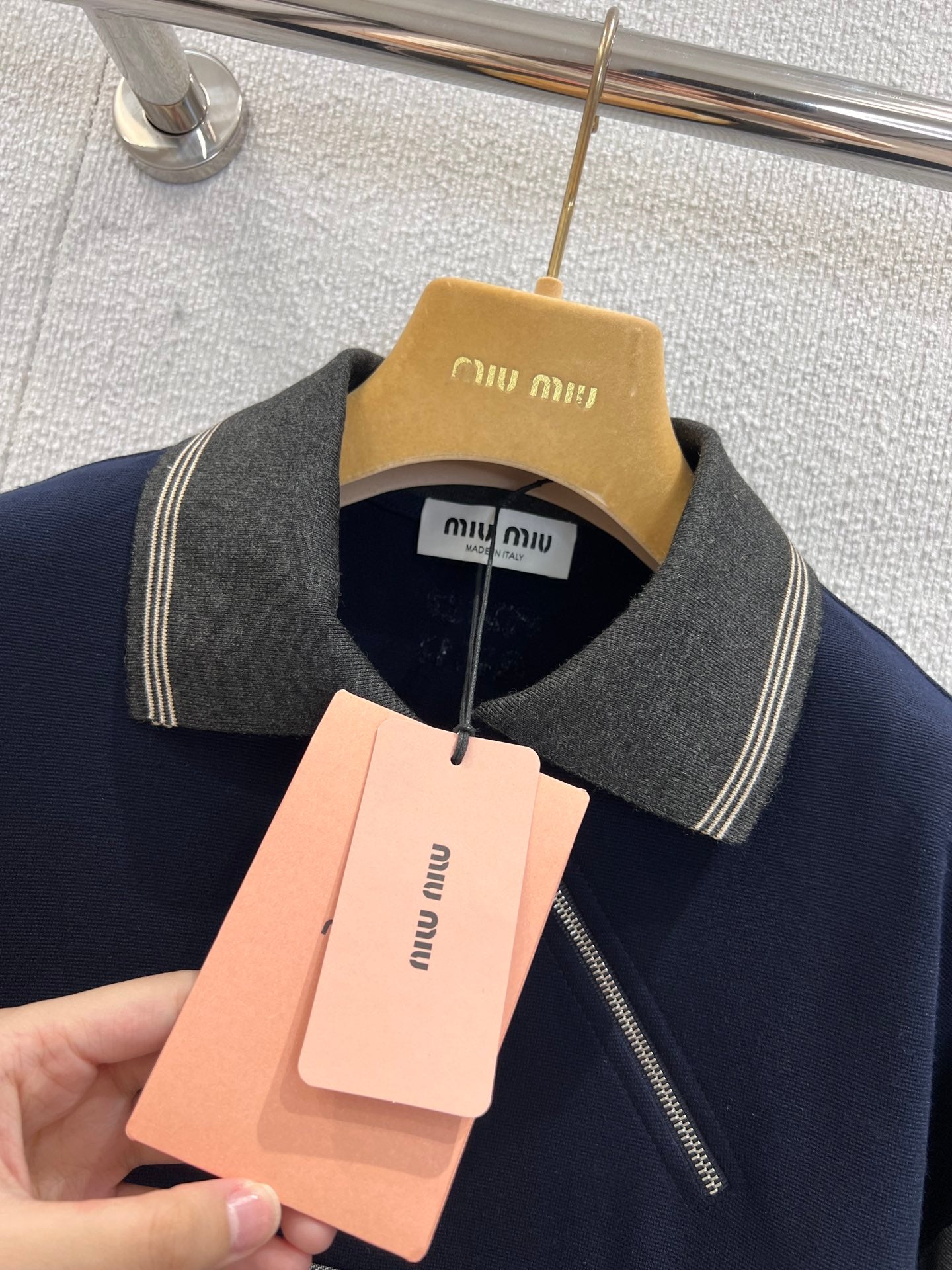 Miu 25fw zip-up collar sweatshirt