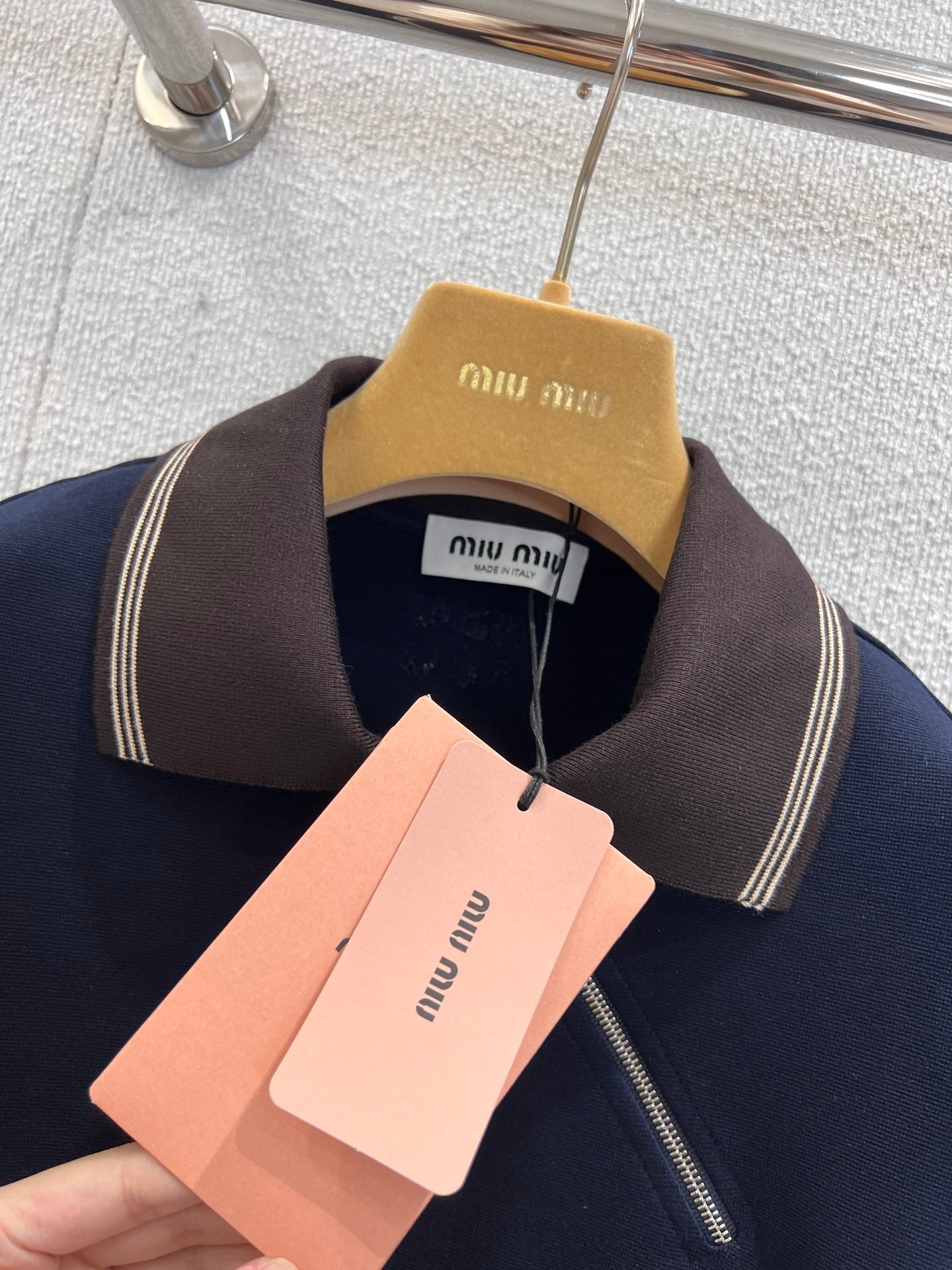 Miu 25fw zip-up collar sweatshirt