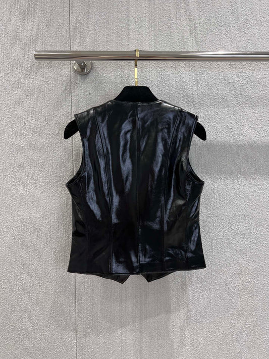 Chan 25fw leather vest
