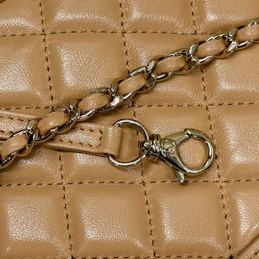 CH 31 Mini Shopping Bag Shiny Lambskin Dark Beige