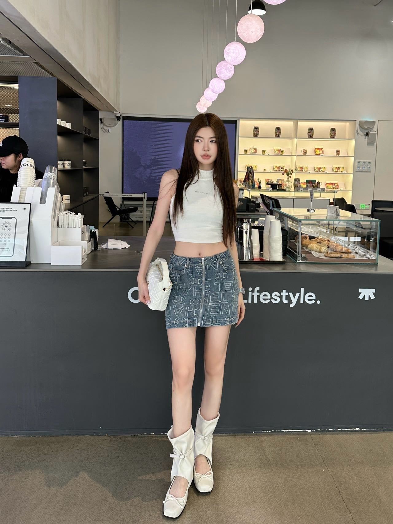 Ch 25ss embroidered denim SKIRT