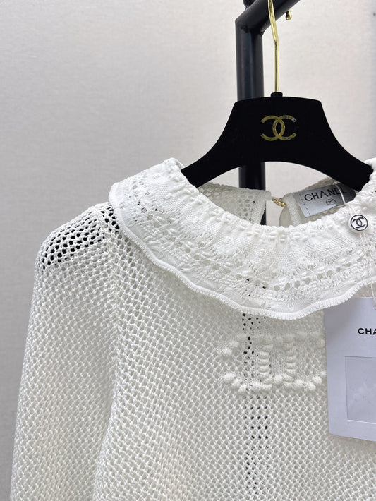 ch 25ss knitted ruffle sweater