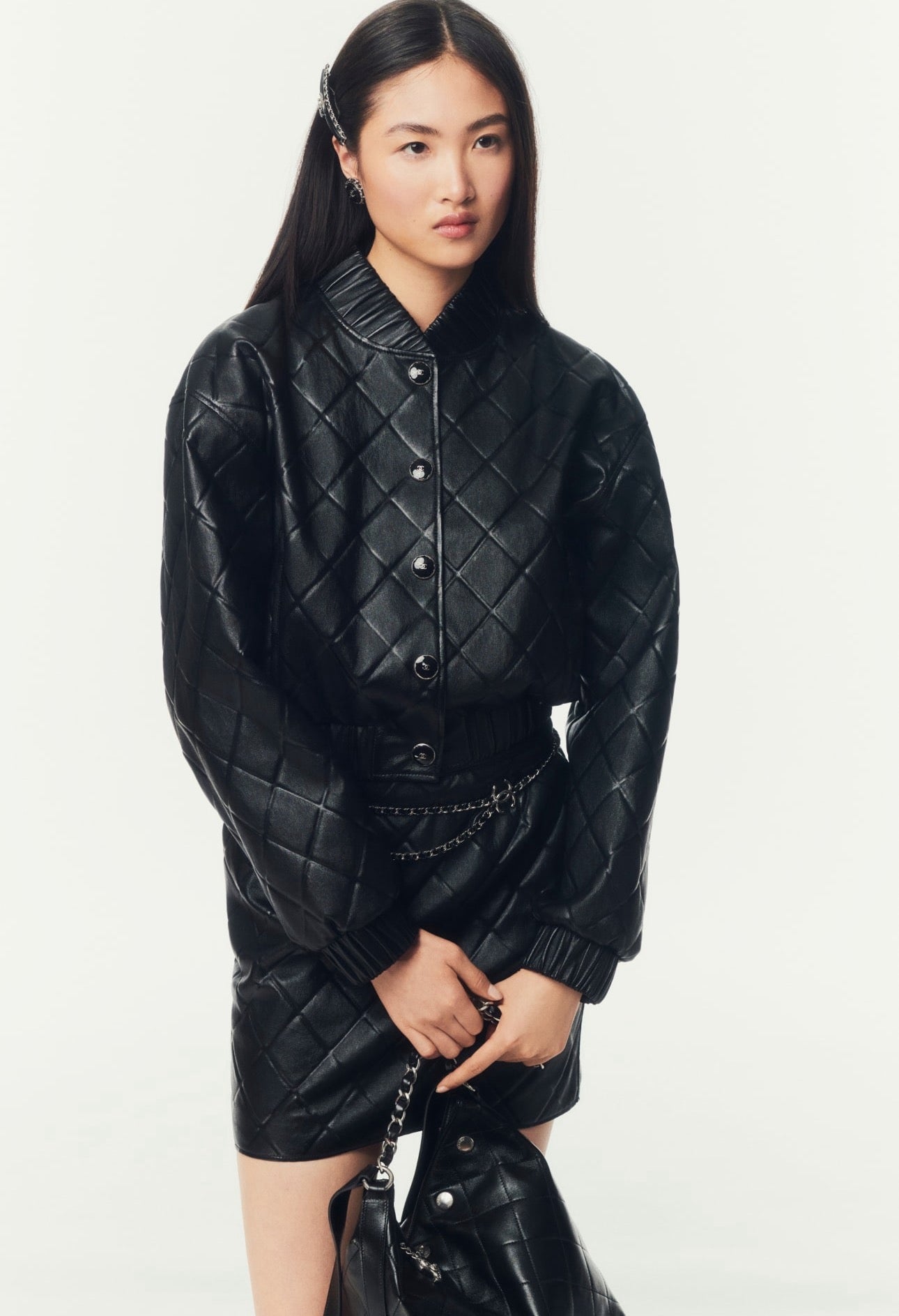 Ch 25ss genuine leather skirt