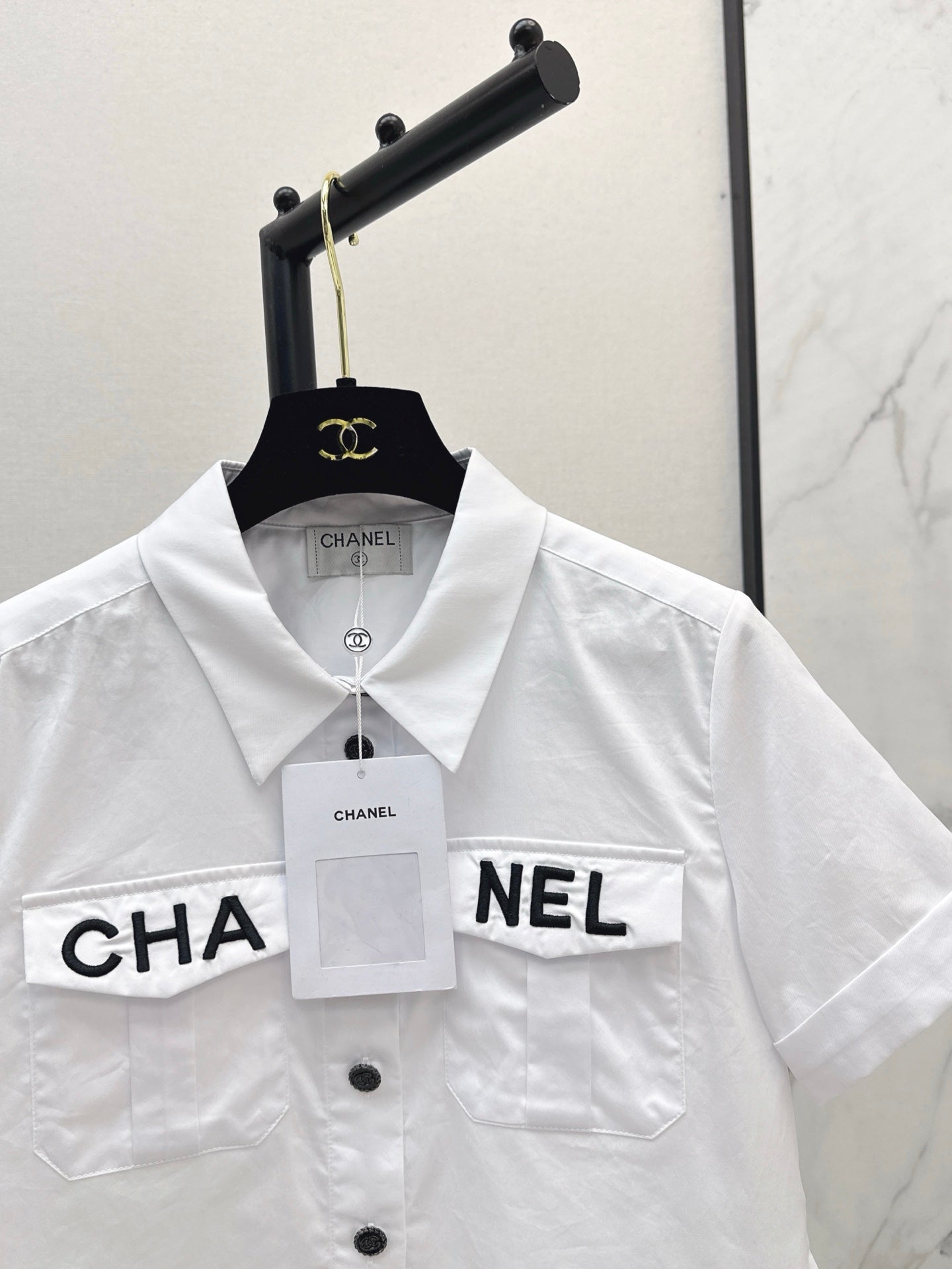 Ch 25ss embroidered crop shirt