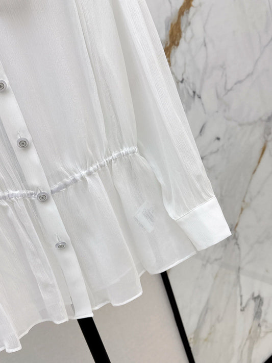Chan 25ss ruffle Silk shirt