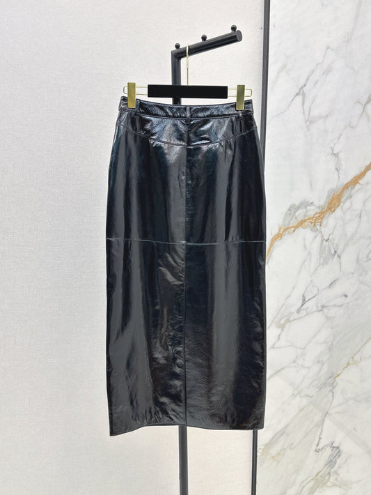 Chan 25fw leather skirt