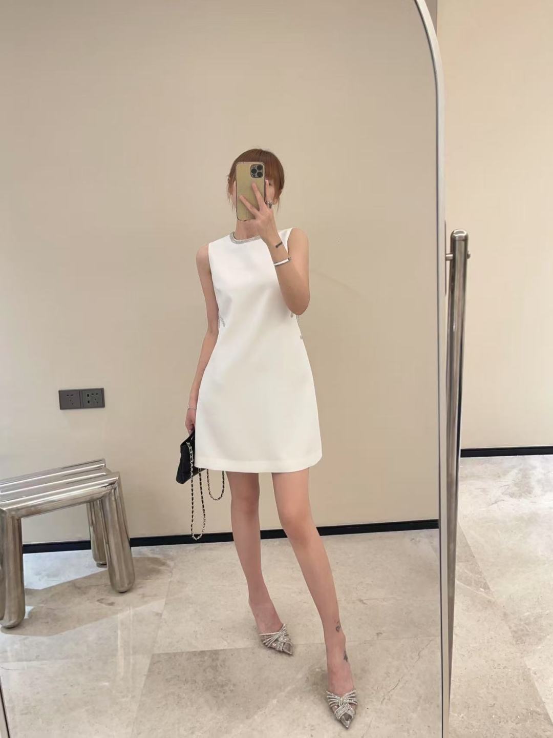Chan 25ss rhinestone dress