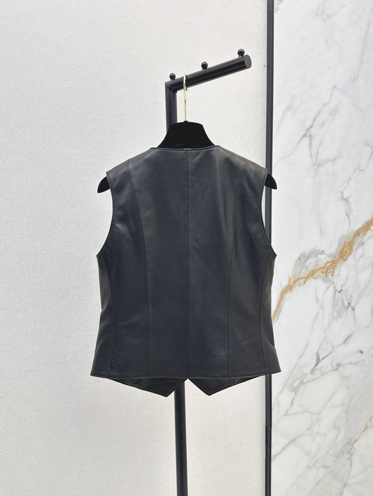Chan 25fw leather vest
