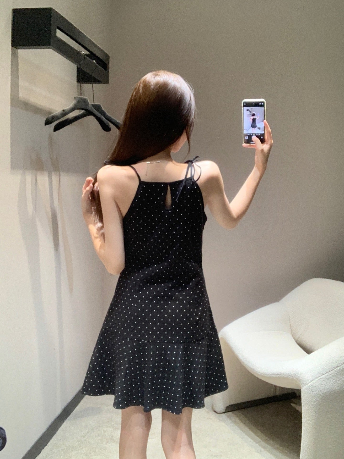 Miu 25fw polka dot slip dress