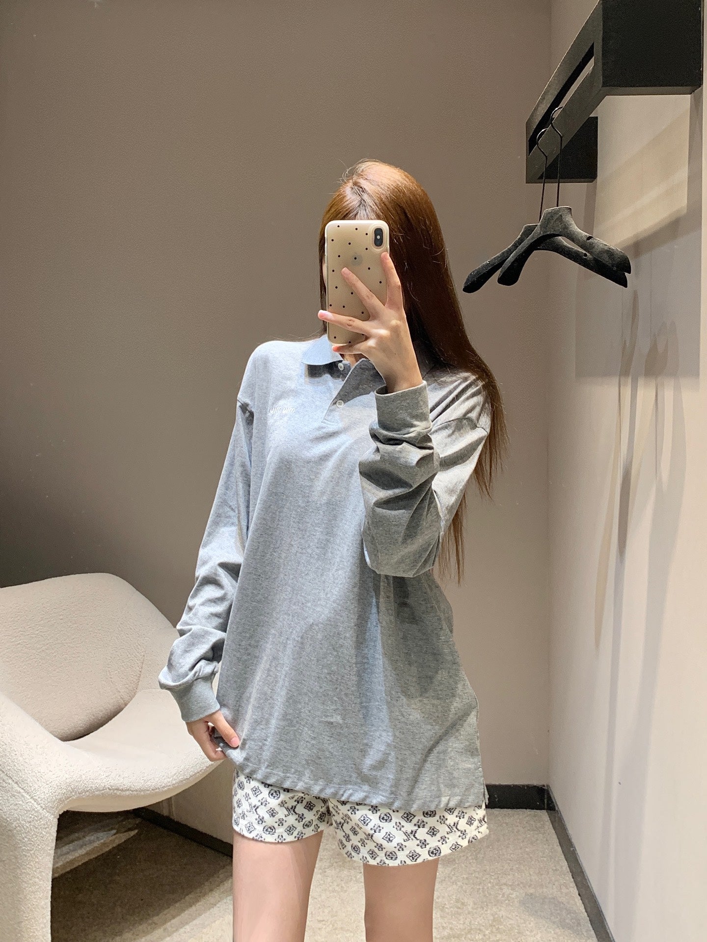 Miu 25fw long-sleeved polo shirt
