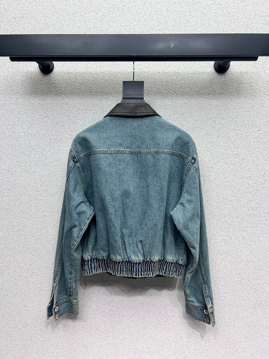 Loe 25fw leather collar jacket