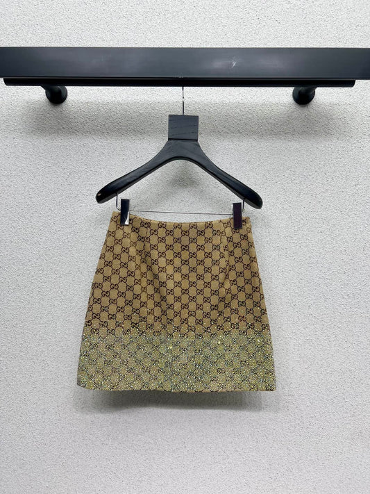 Guc 25ss rhinestone skirt