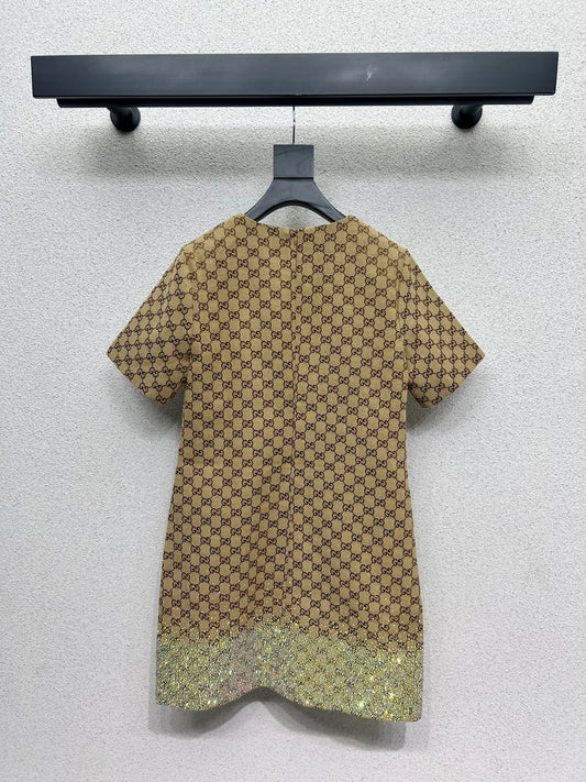 Guc 25fw rhinestone dress