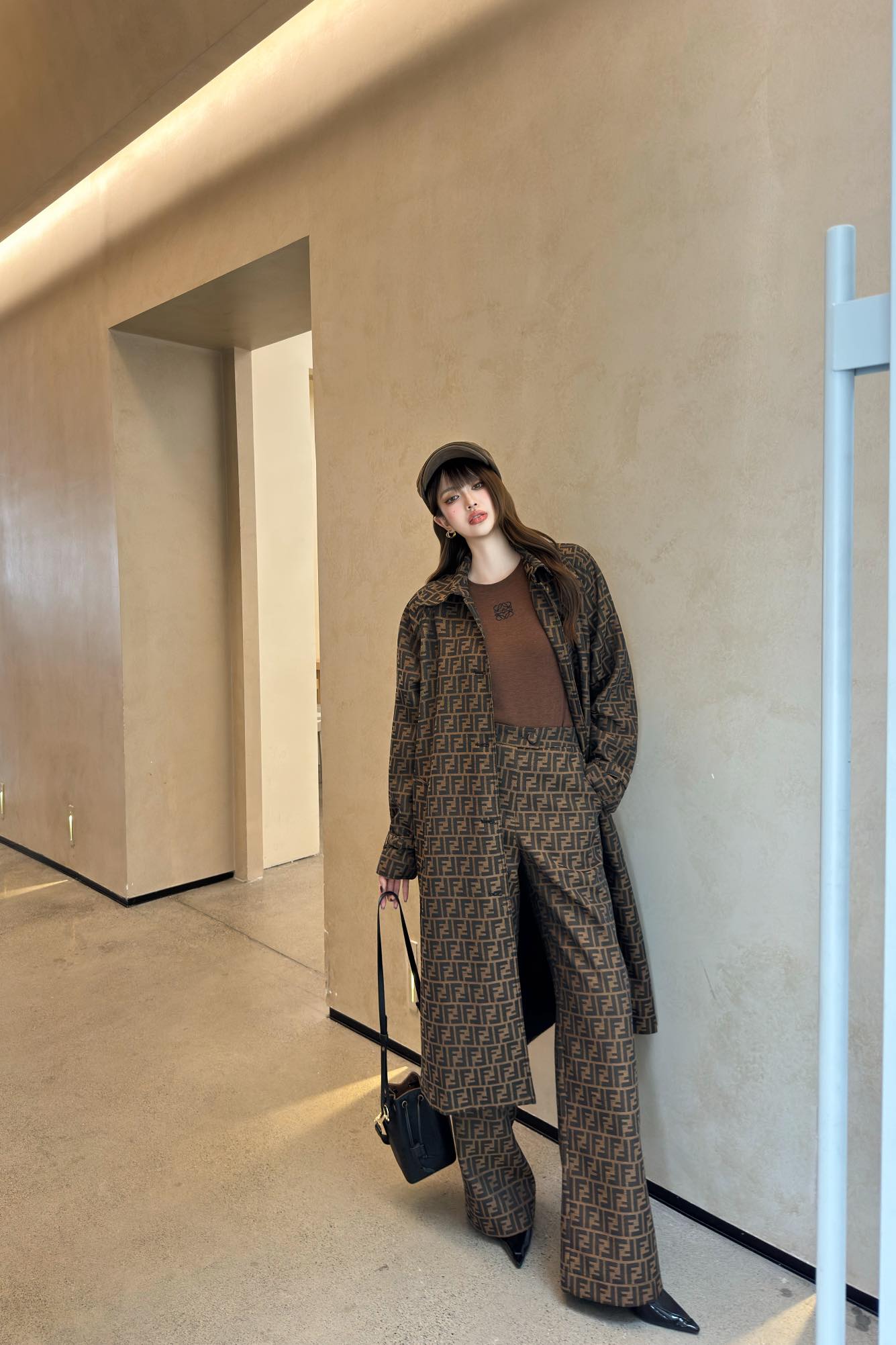Fend 25fw jacquard trench coat