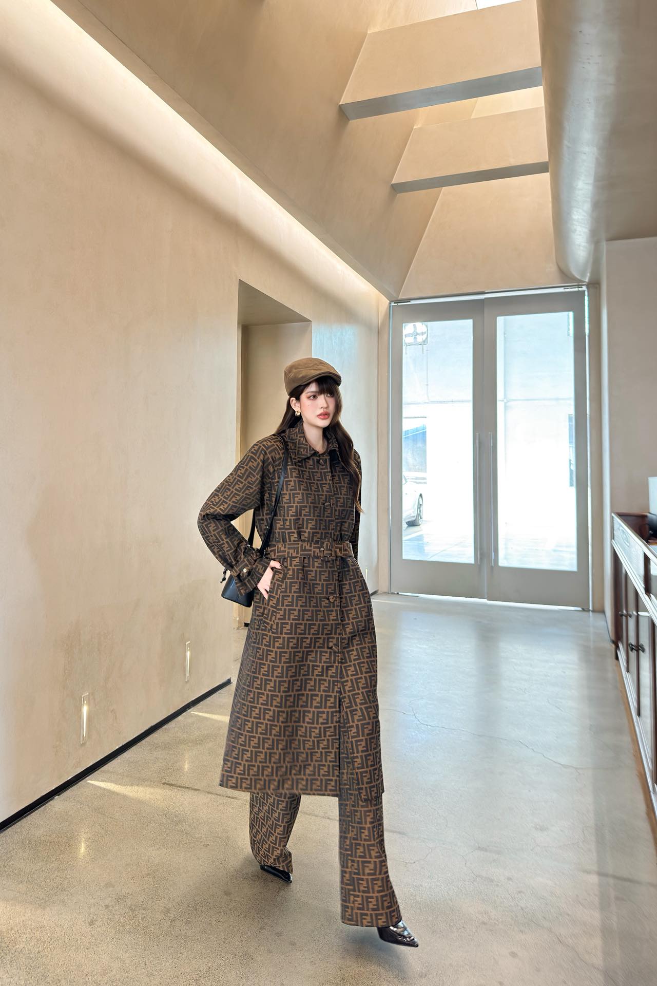 Fend 25fw jacquard trench coat