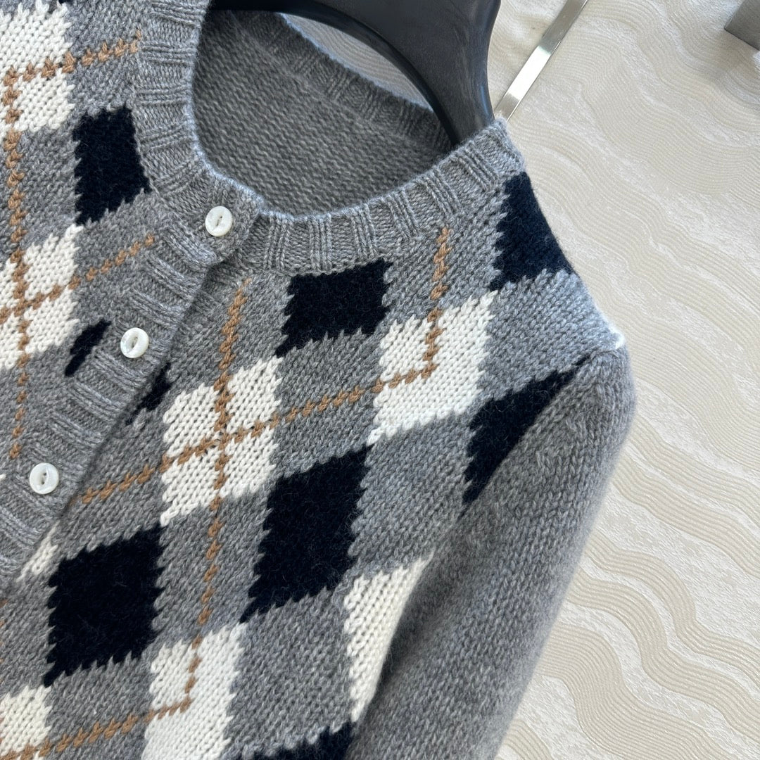 Pra 25fw jacquard cardigan