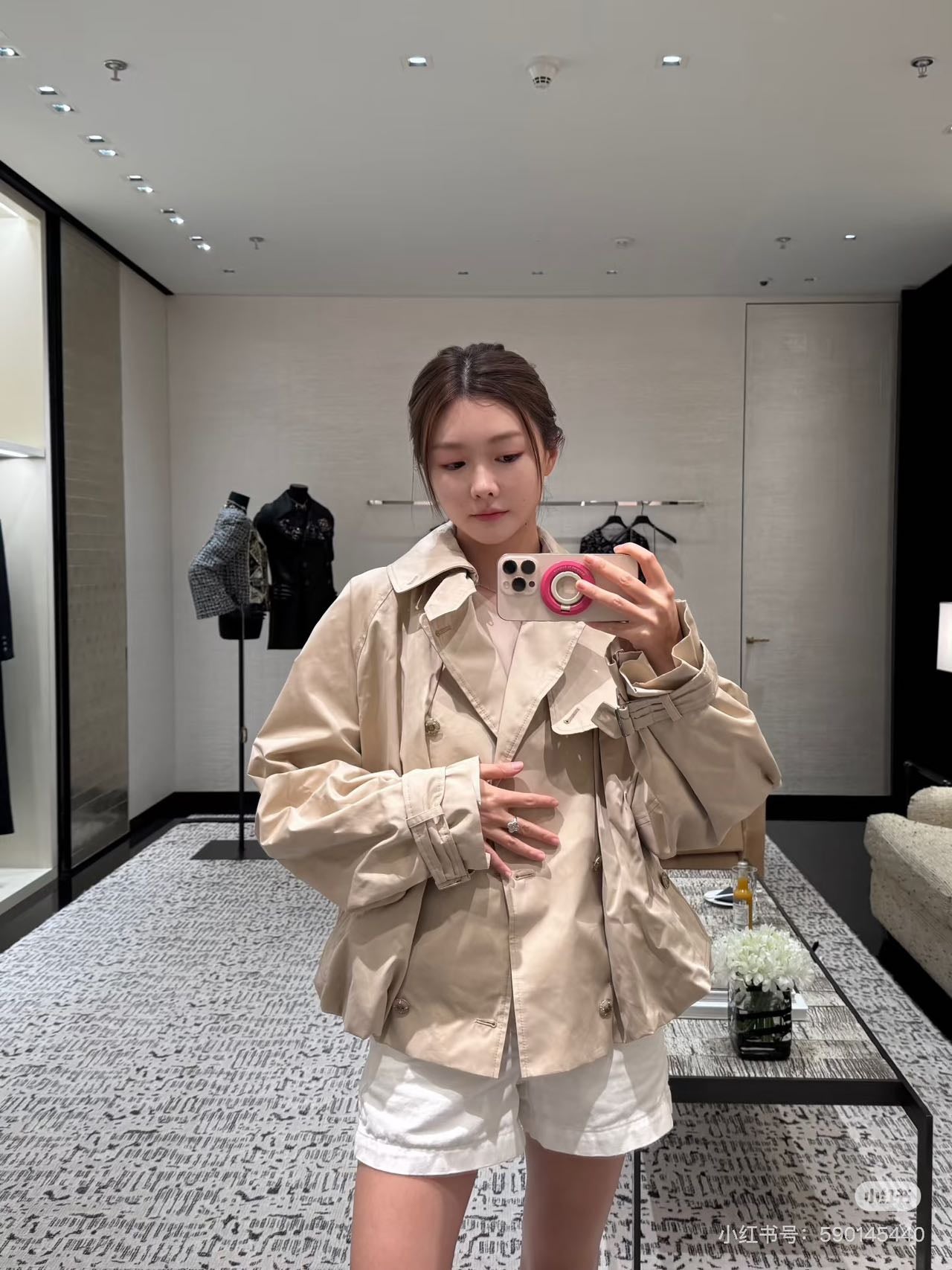 Chan 25fw printed trench coat