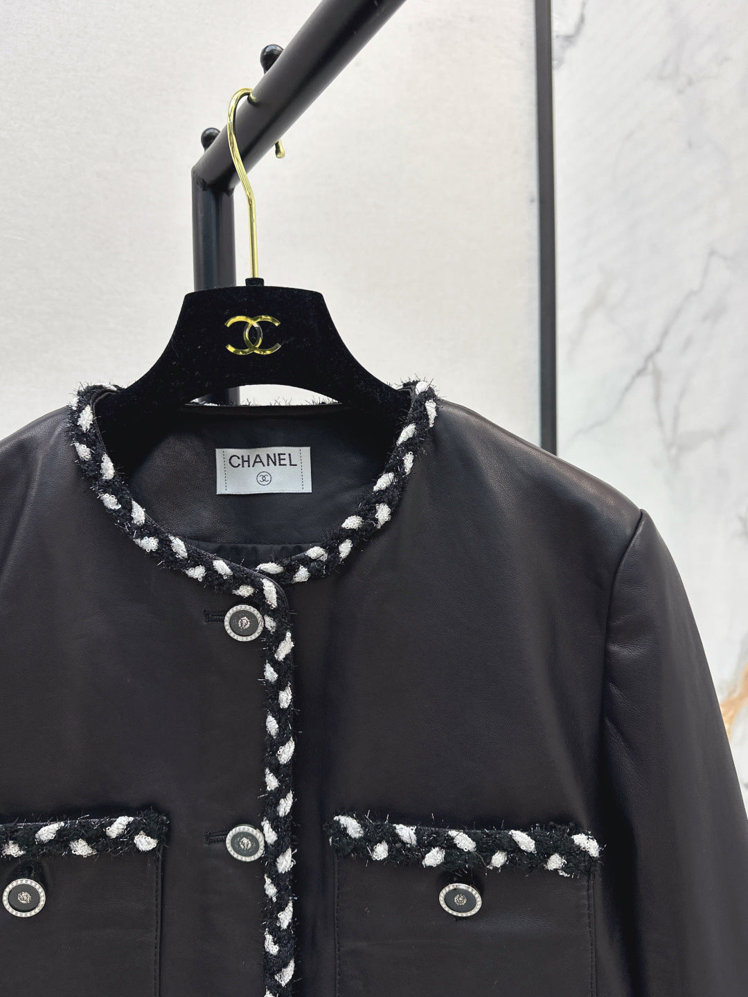 Chan 25fw leather jacket