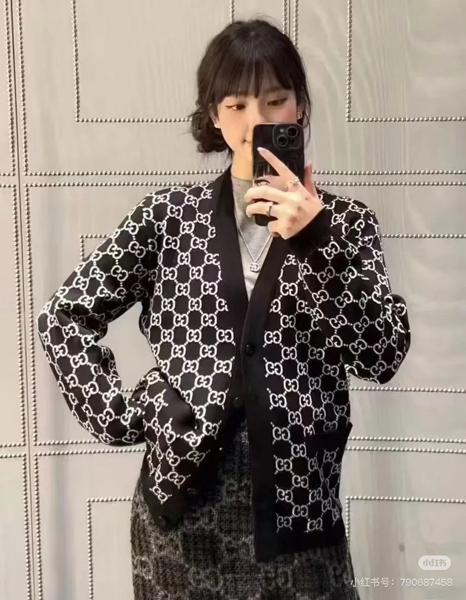 Guc 25fw jacquard cardigan
