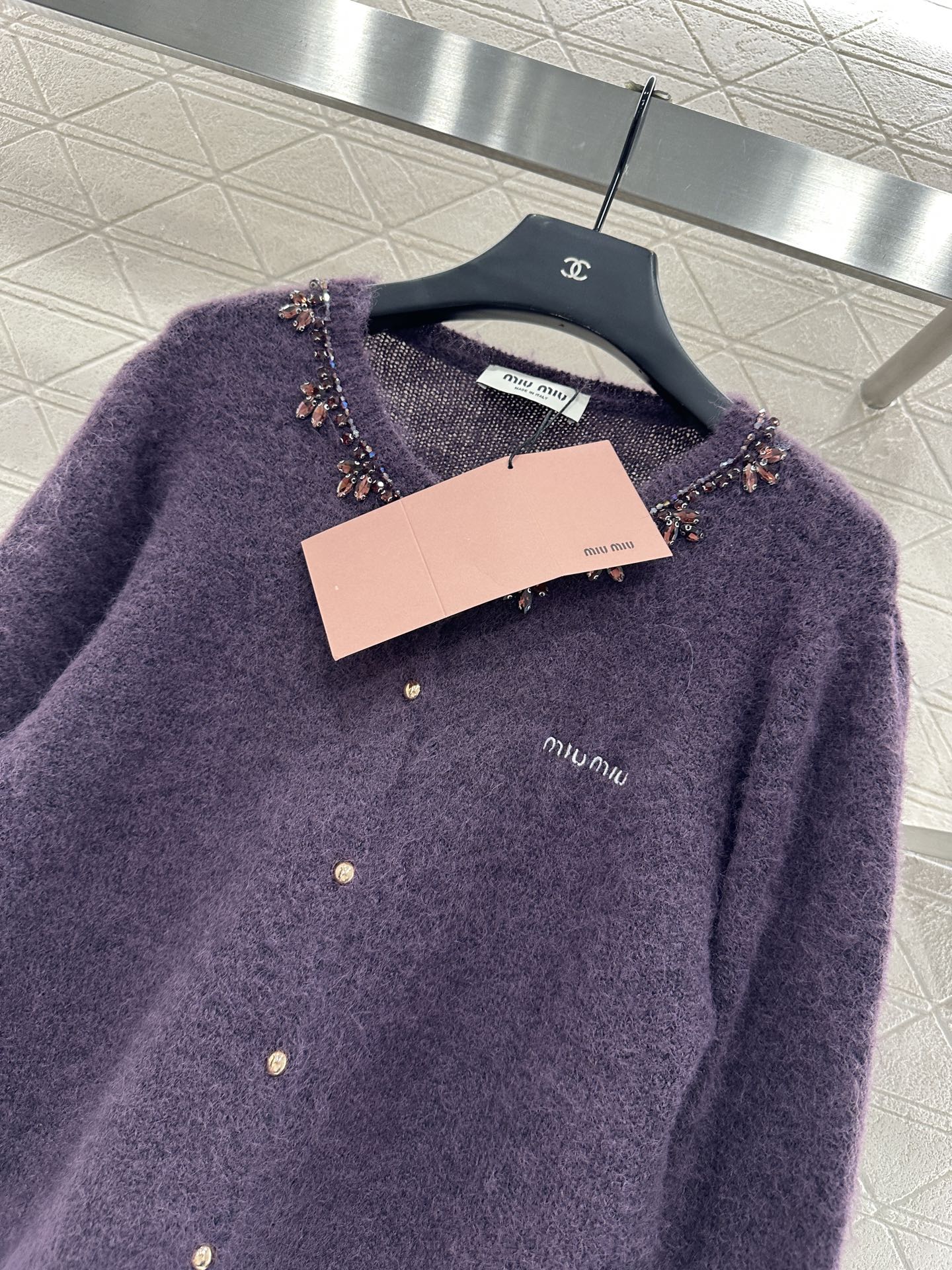 Miu 25fw knitted cardigan