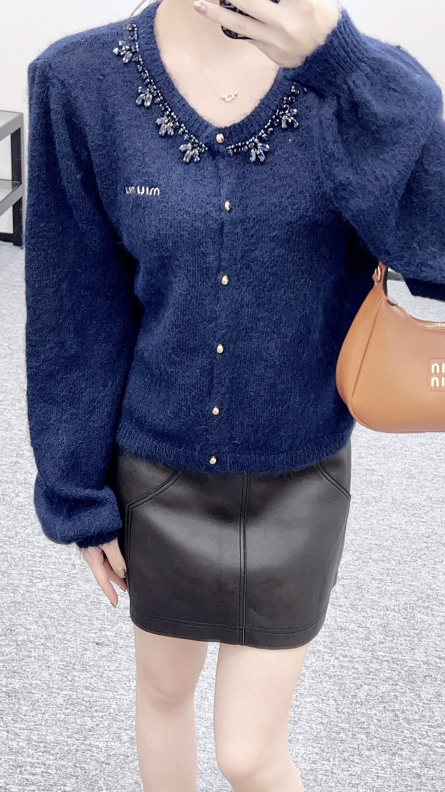 Miu 25fw knitted cardigan