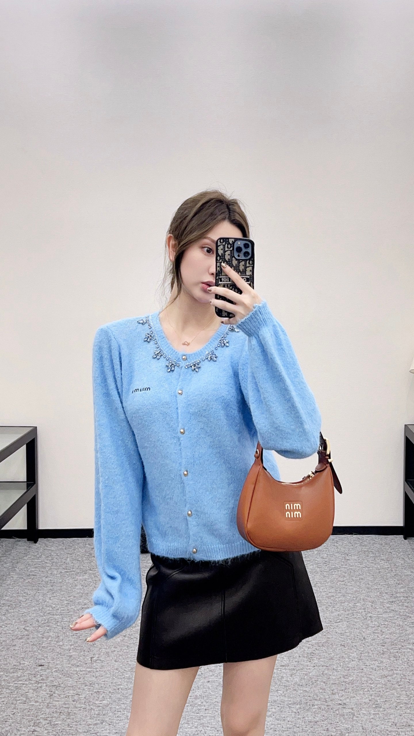 Miu 25fw knitted cardigan