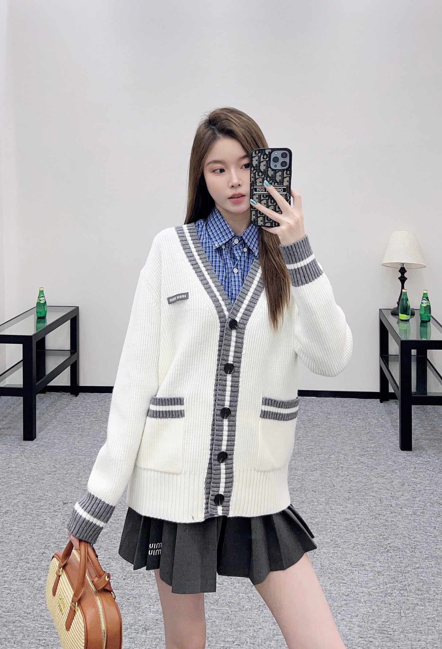 Miu 25fw knitted cardigan