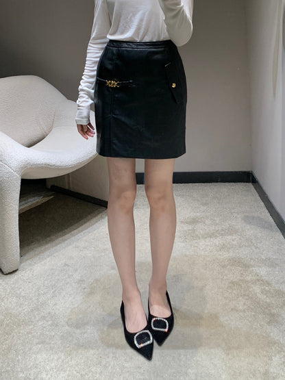 Cel 25fw leather skirt