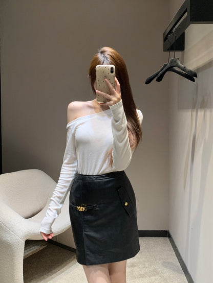 Cel 25fw leather skirt
