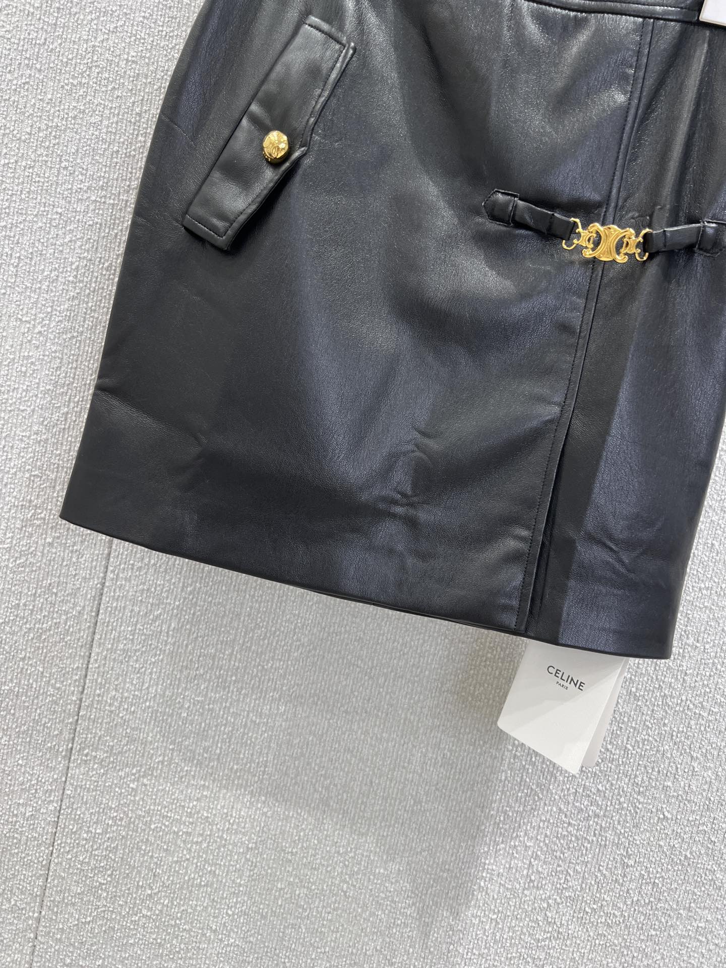 Cel 25fw leather skirt
