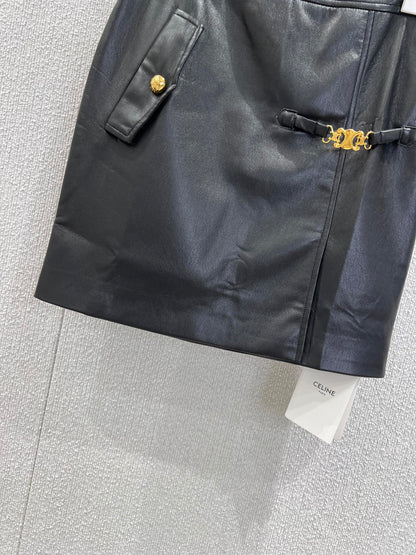 Cel 25fw leather skirt
