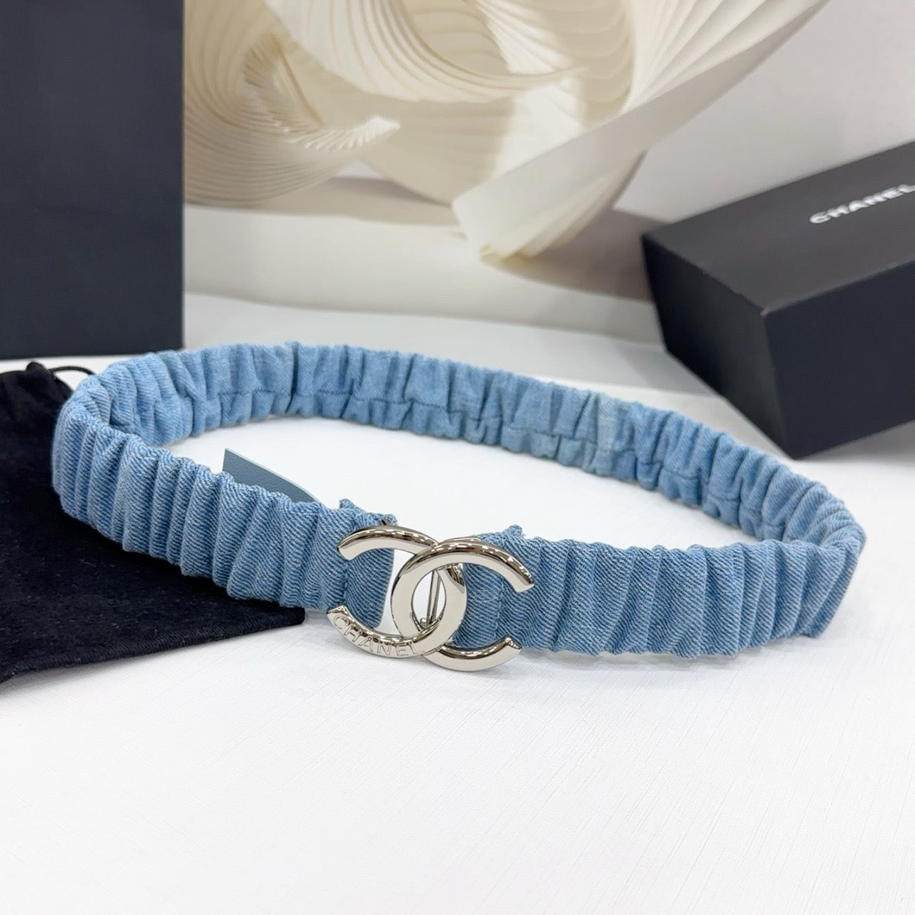 Ch denim belt