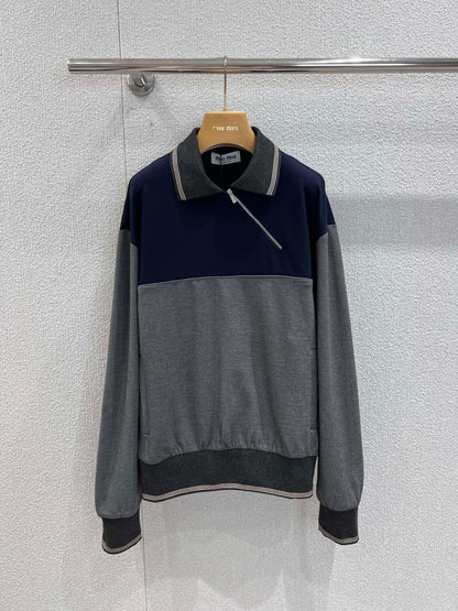 Miu 25fw zip-up collar sweatshirt