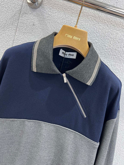 Miu 25fw zip-up collar sweatshirt