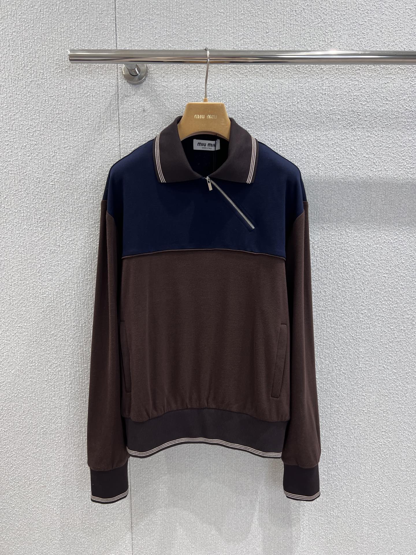 Miu 25fw zip-up collar sweatshirt