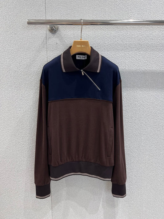Miu 25fw zip-up collar sweatshirt