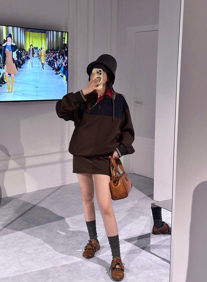 Miu 25fw zip-up collar sweatshirt