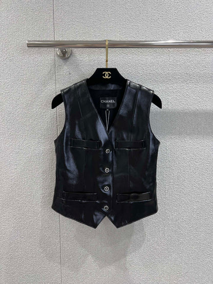 Chan 25fw leather vest