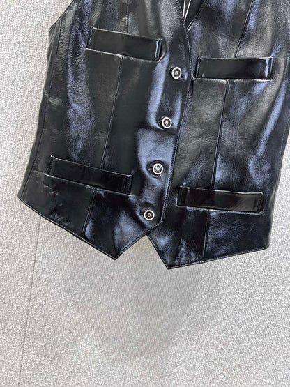 Chan 25fw leather vest