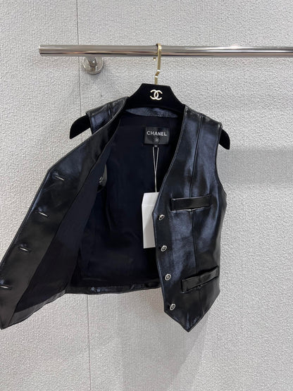 Chan 25fw leather vest