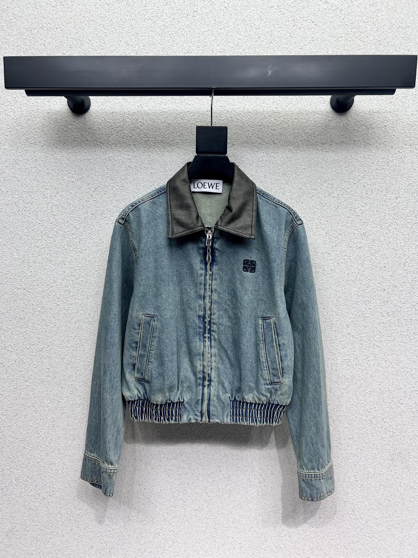 Loe 25fw leather collar jacket