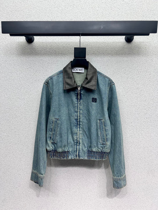 Loe 25fw leather collar jacket