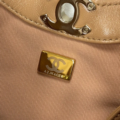 CH 31 Mini Shopping Bag Shiny Lambskin Dark Beige
