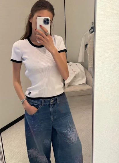 ch 25ss knitted t-shirt