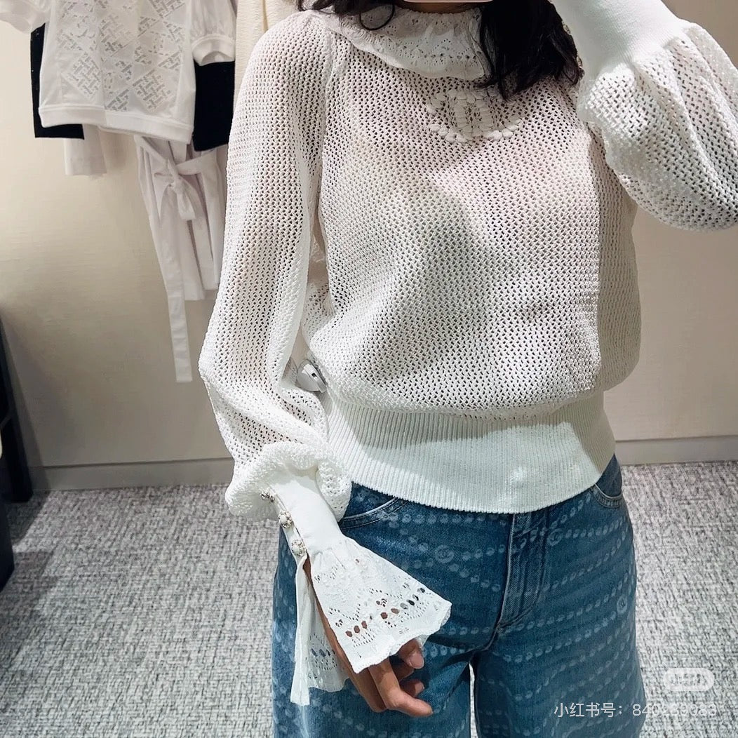 ch 25ss hollow sweater