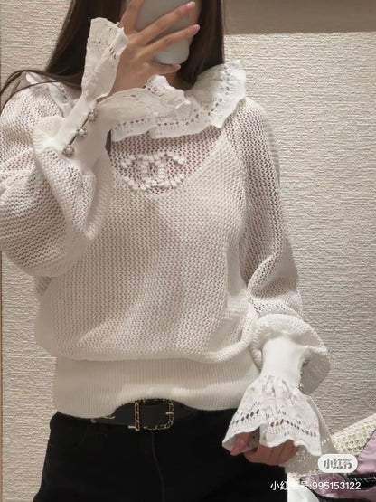 ch 25ss hollow sweater