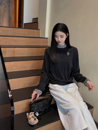 Ch 25ss knitted cardigan