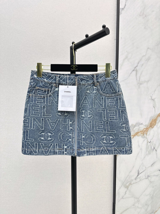 Ch 25ss embroidered denim SKIRT