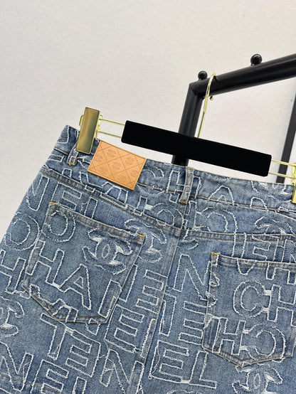 Ch 25ss embroidered denim SKIRT